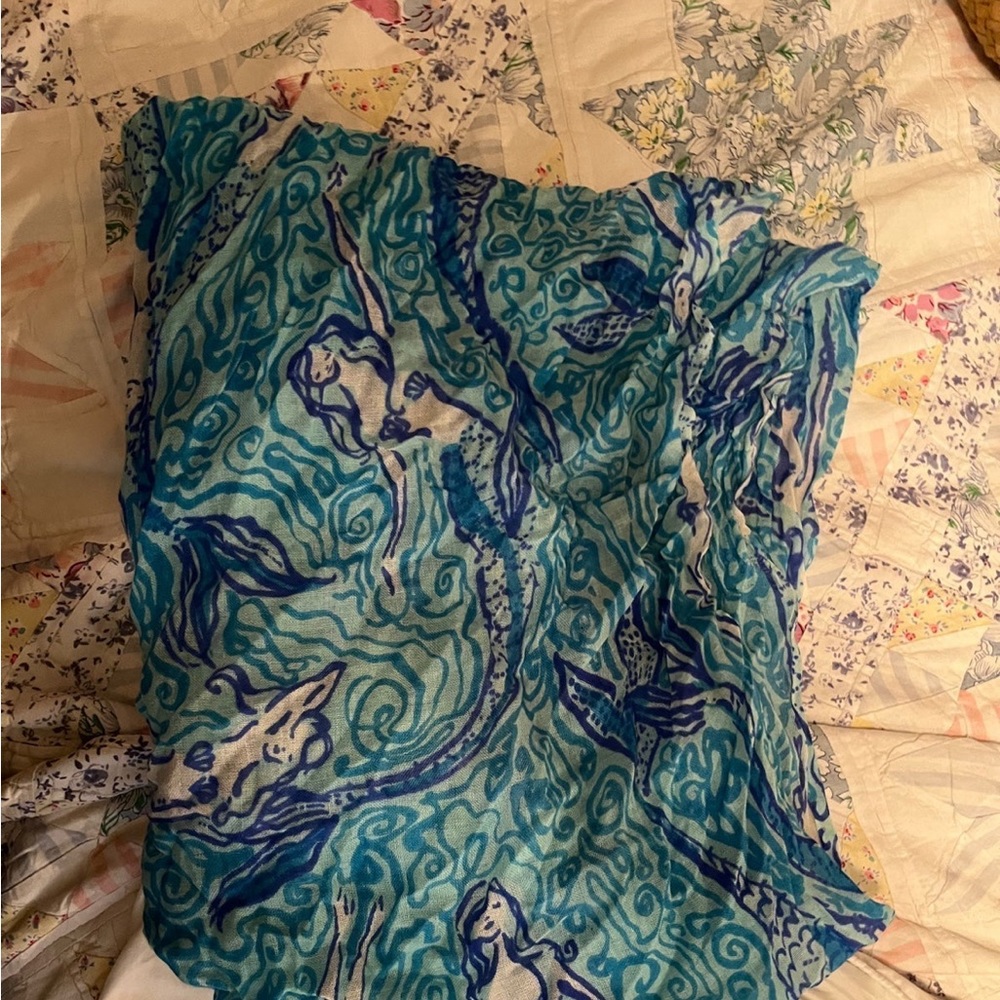 NWT LILLY PULITZER MURFEE SCARF BLUE MERMAIDS